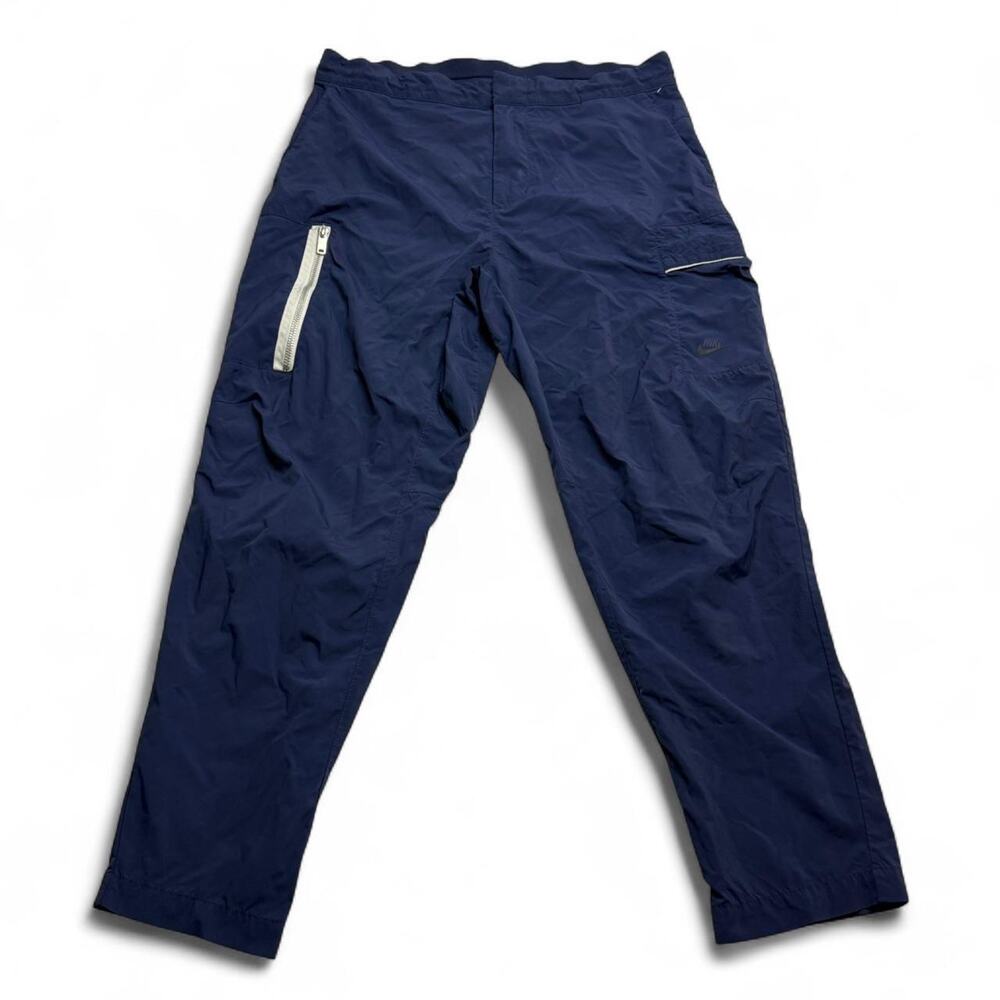 Nike Men’s Nylon Cargo Track Pants Blue Reflective Zip Y2K 32